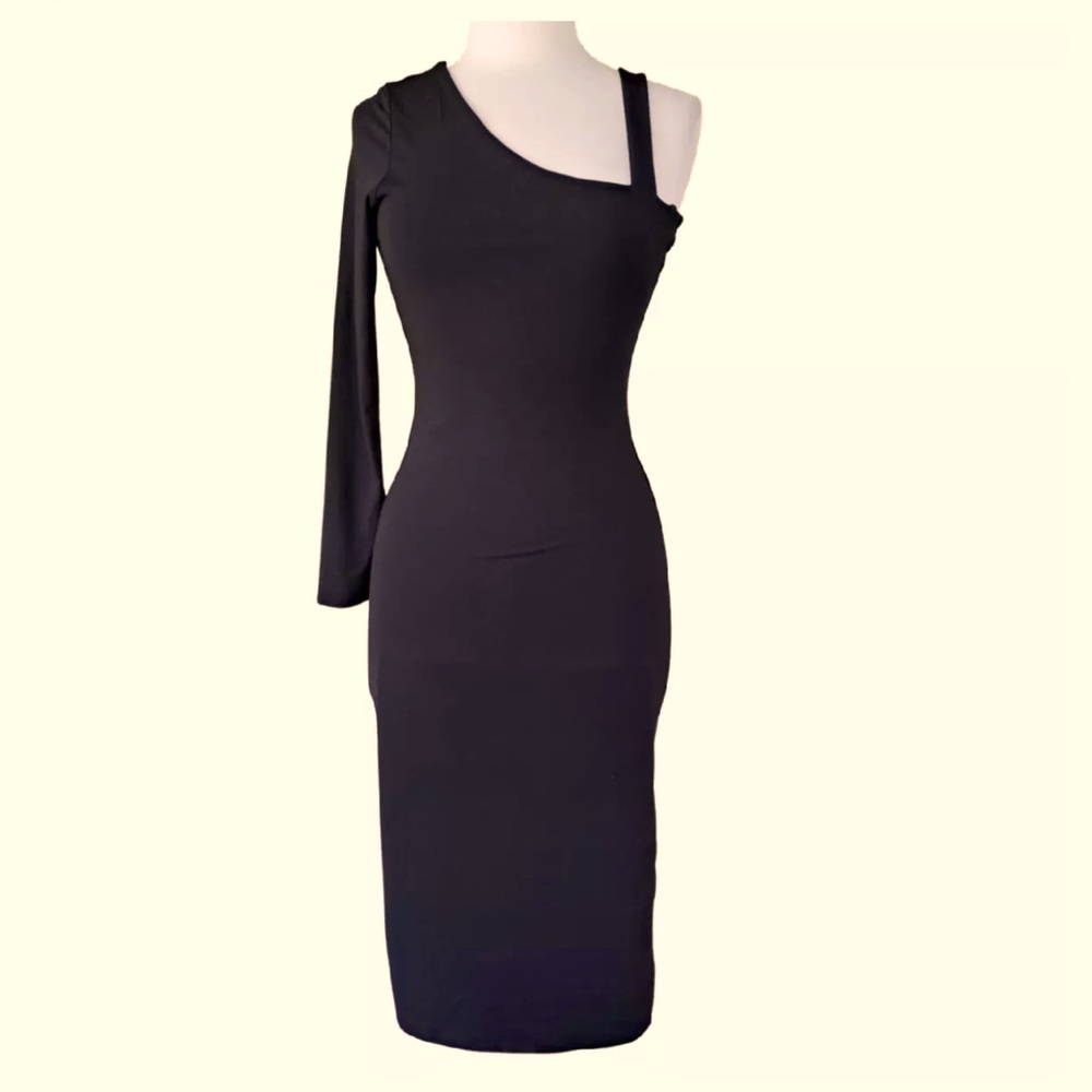 Good American Day & Night One-shoulder Black Bodycon Dress (S)